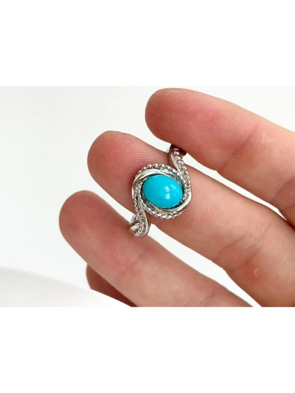 Sleeping Beauty Turquoise Stone Sterling Silver 925 Vintage Ring - sz 11.25